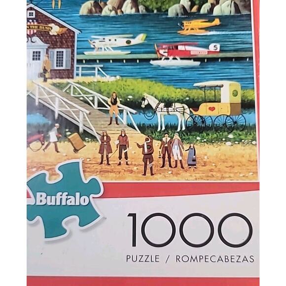Charles Wysocki 1000 Pc Jigsaw Puzzle Sea Planes Airport Dock Horses Complete - Picture 3 of 7